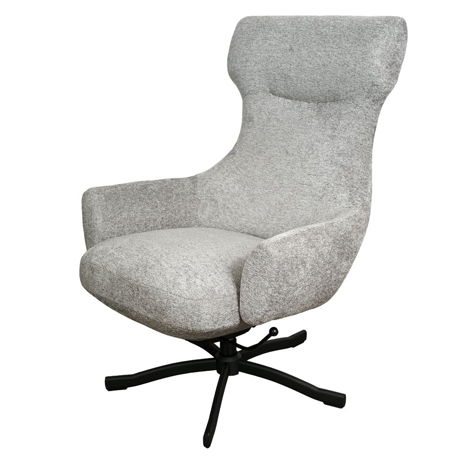Armchair Valdina with ottoman, grey, H105.5x82.5x73cm