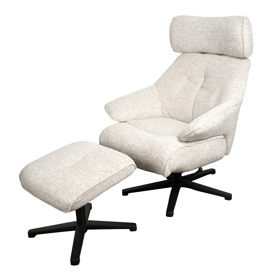 Armchair Velda with ottoman, beige, H109x85x81.5cm