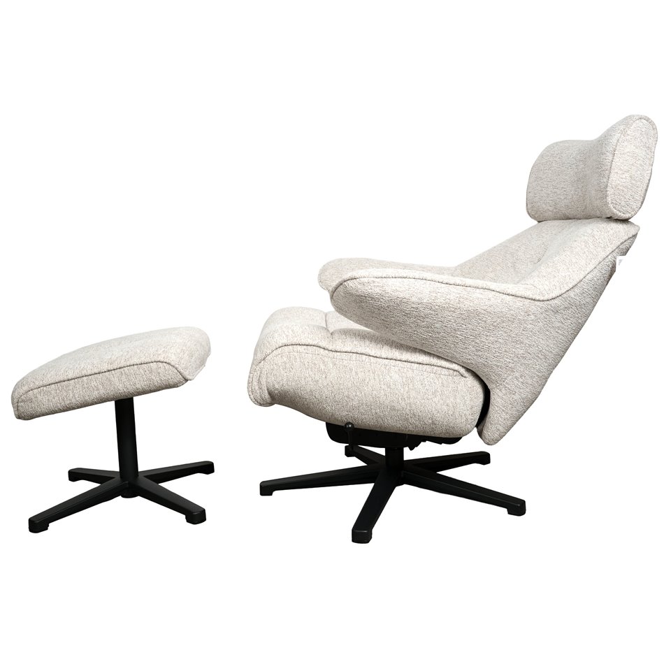 Armchair Velda with ottoman, beige, H109x85x81.5cm