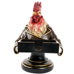 Decorative figurine Mr chicken with card box, H18x14x14cm