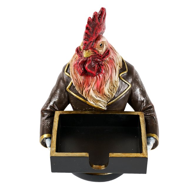 Decorative figurine Mr chicken with card box, H18x14x14cm