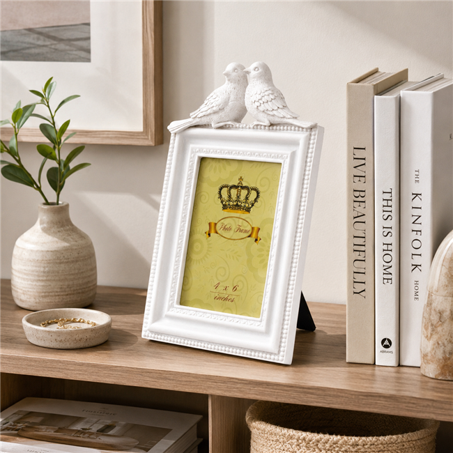 Photoframe Love birds PK, white, 10x15cm photograph, H25x15.5x3cm