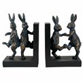 Bookend Dancing Rabbit, black/bronze color, set, H18.5x27x9.5cm