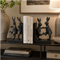 Bookend Dancing Rabbit, black/bronze color, set, H18.5x27x9.5cm