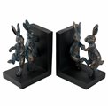 Bookend Dancing Rabbit, black/bronze color, set, H18.5x27x9.5cm