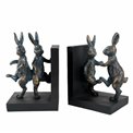 Bookend Dancing Rabbit, black/bronze color, set, H18.5x27x9.5cm