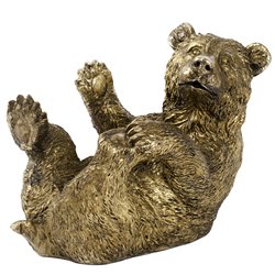 Bottle holder Bear, gold color, H20.5x24x16cm