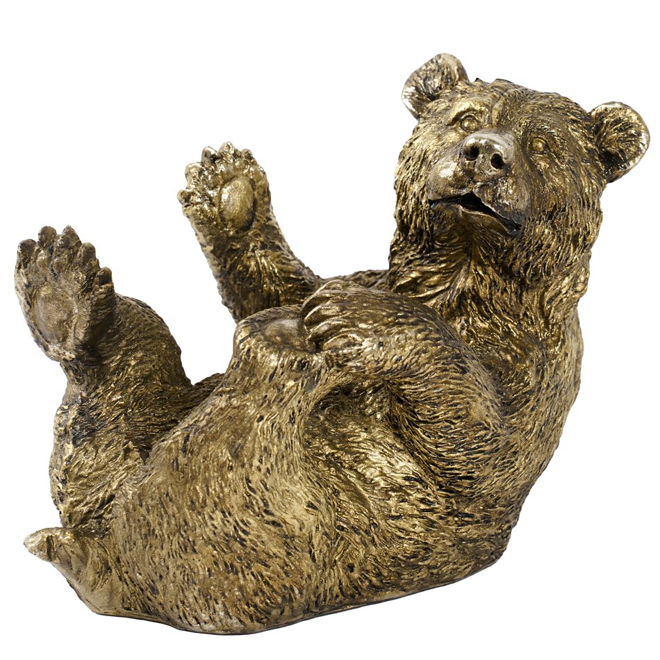 Bottle holder Bear, gold color, H20.5x24x16cm
