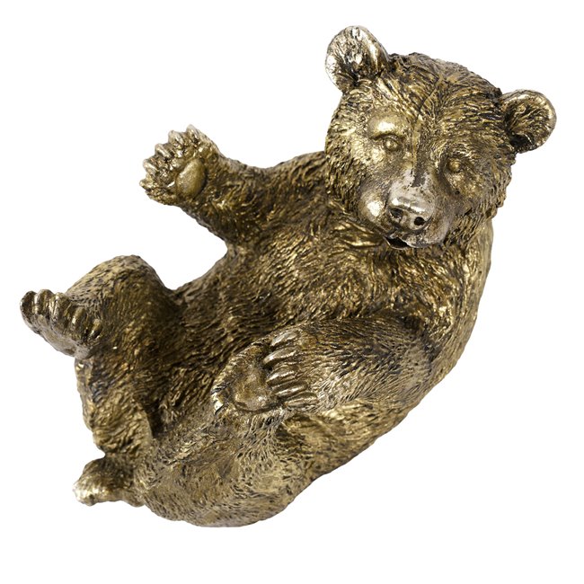 Bottle holder Bear, gold color, H20.5x24x16cm