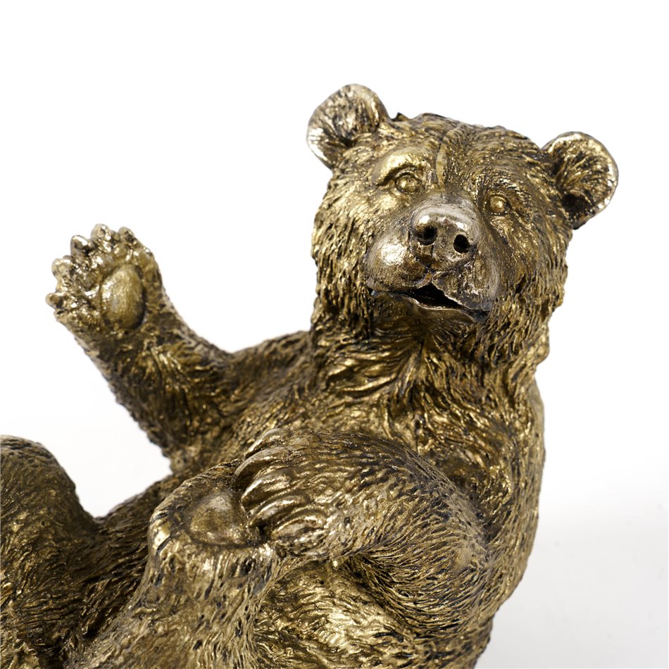 Bottle holder Bear, gold color, H20.5x24x16cm
