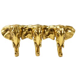 Wall clothes hanger 3 Elephant, gold color, H13x29x5.5cm