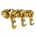 Wall clothes hanger 3 Elephant, gold color, H13x29x5.5cm