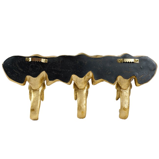 Wall clothes hanger 3 Elephant, gold color, H13x29x5.5cm