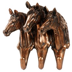 Wall clothes hanger 3 horses, brown, H21x21x19cm