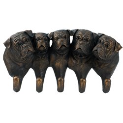 Wall clothes hanger 5 dog hook, bronze color, H18x33x7.8cm