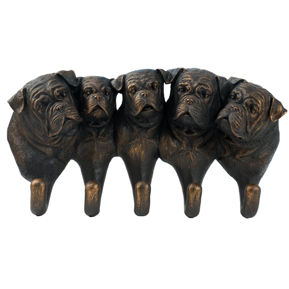 Wall clothes hanger 5 dog hook, bronze color, H18x33x7.8cm