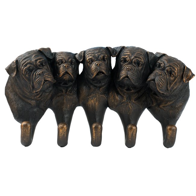 Wall clothes hanger 5 dog hook, bronze color, H18x33x7.8cm