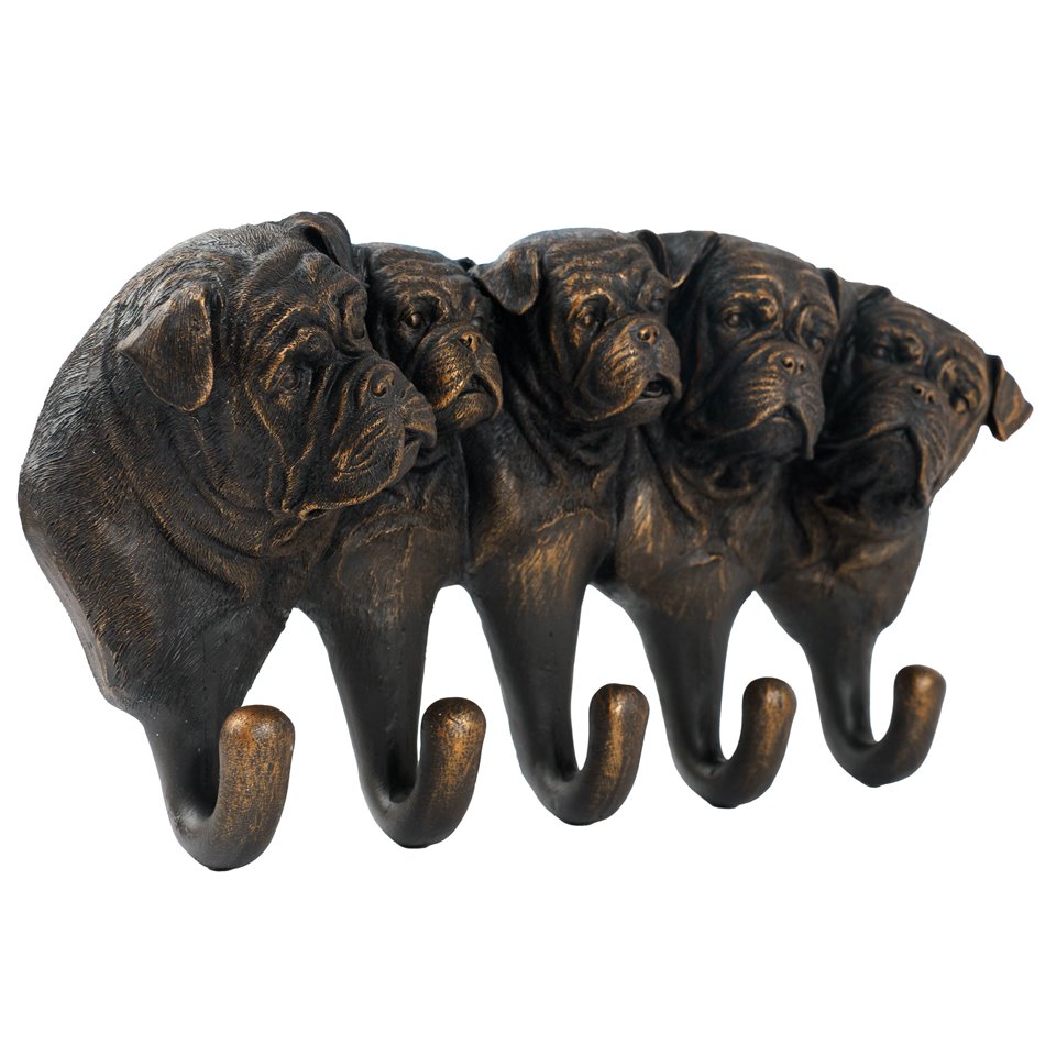 Wall clothes hanger 5 dog hook, bronze color, H18x33x7.8cm