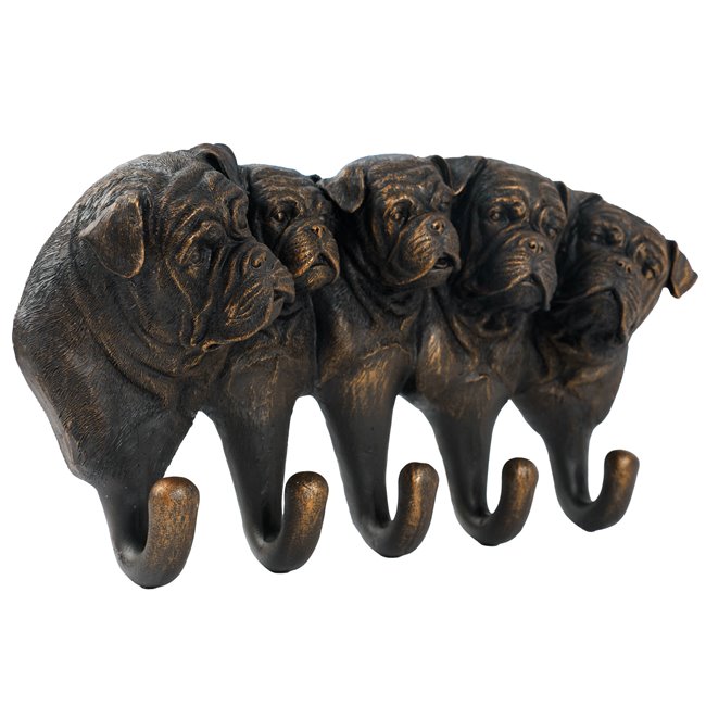 Wall clothes hanger 5 dog hook, bronze color, H18x33x7.8cm