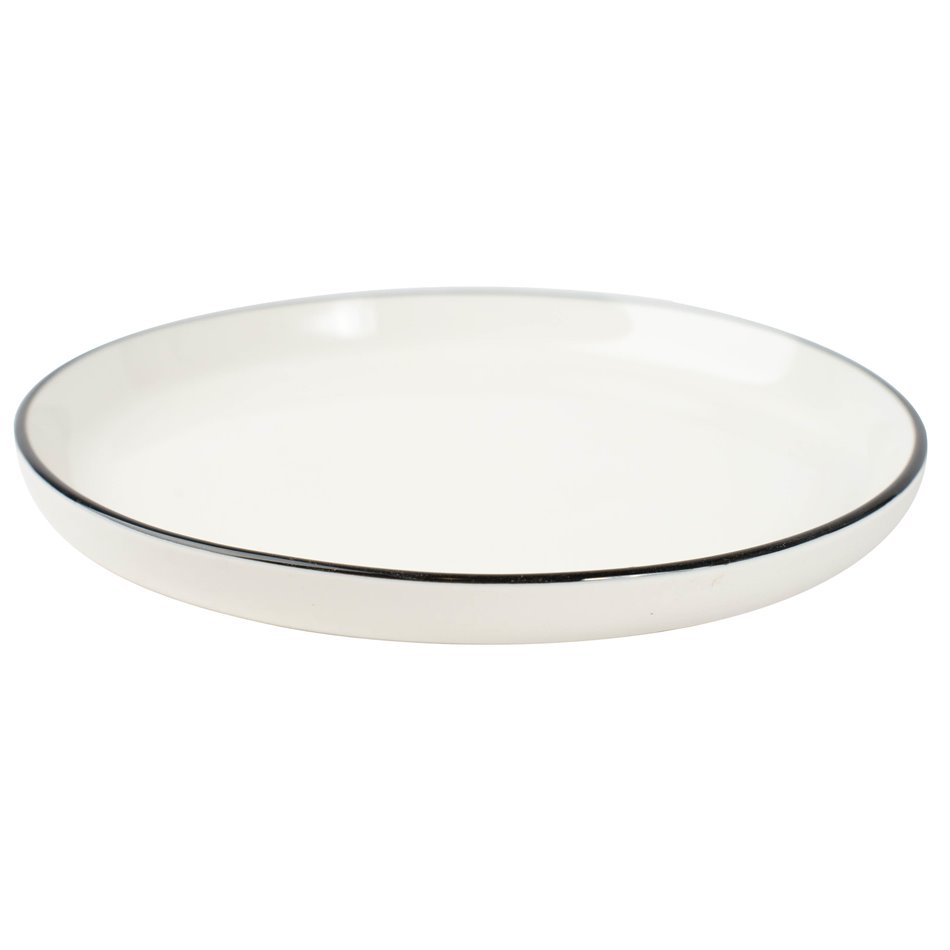 Dessert plate Alix, white with black edge, D20cm, H2.3cm