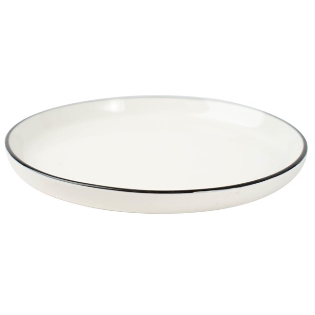 Dessert plate Alix, white with black edge, D20cm, H2.3cm