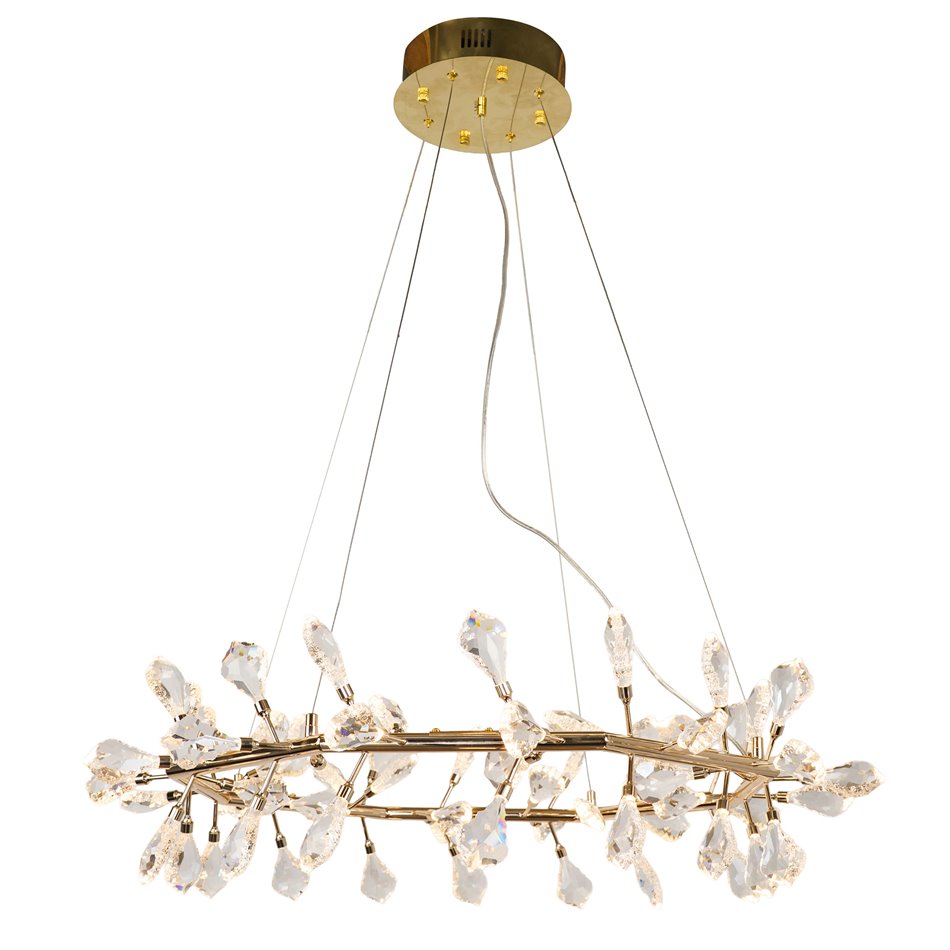Pendant lamp Jonowo gold, transparent/gold color,  D80cm, LED 64W, 3000K