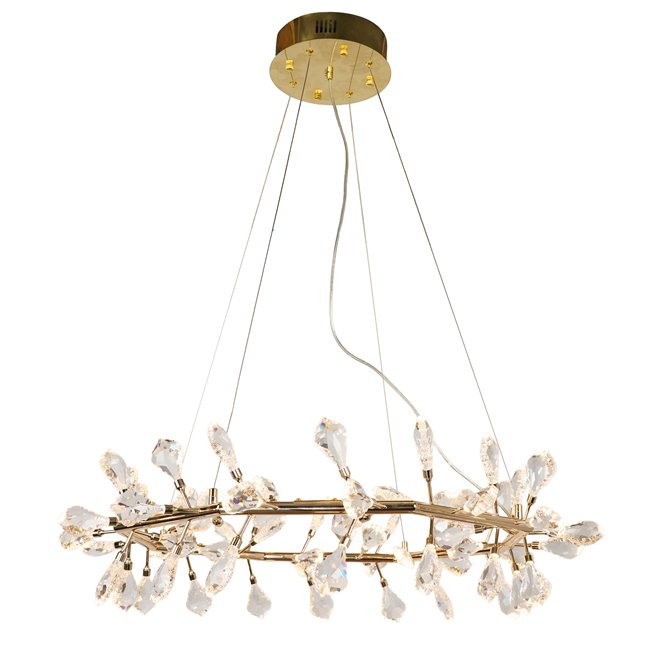 Pendant lamp Jonowo gold, transparent/gold color,  D80cm, LED 64W, 3000K