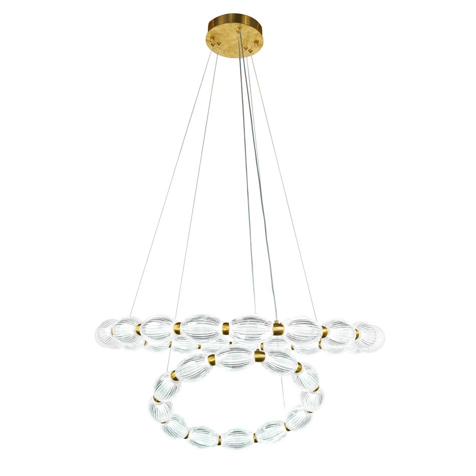 Pendant lamp Saija, transparent/brass color, D78cm, LED 79W, 3000K/4000K/6000K