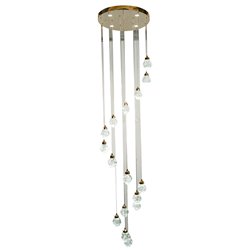 Pendant lamp Yabukka gold, transparent/gold color, H280cm, D50cm, LED 100W, 3000K/4000K/6000K. 5500lm