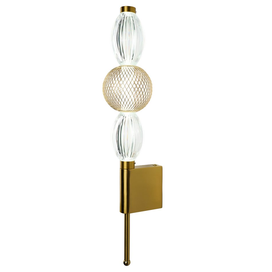 Wall lamp Sainteny, transparent/brass color, H52x10cm, LED 7W, 3000K/4000K/6000K, 385lm