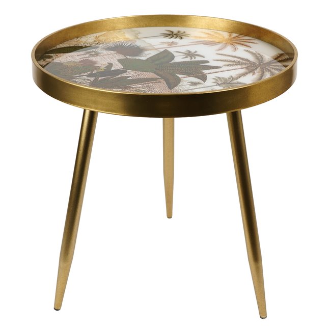 Side table Fronteira L, gold color, D50.3cm H53.5cm