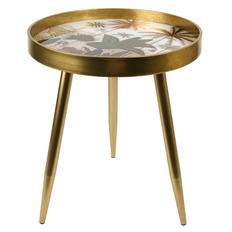 Side table Fronteira M, gold color, D39.5cm H47.5cm