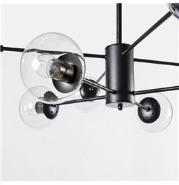 Pendant lamp Lauga, black, H38 or 69cm, D100cm, E27x8 60W(MAX)