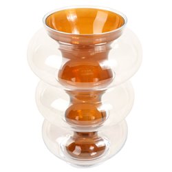 Ваза Double Ambre Matali, прозрачный/янтарный цвет, стекло, H36cm, D25.5cm