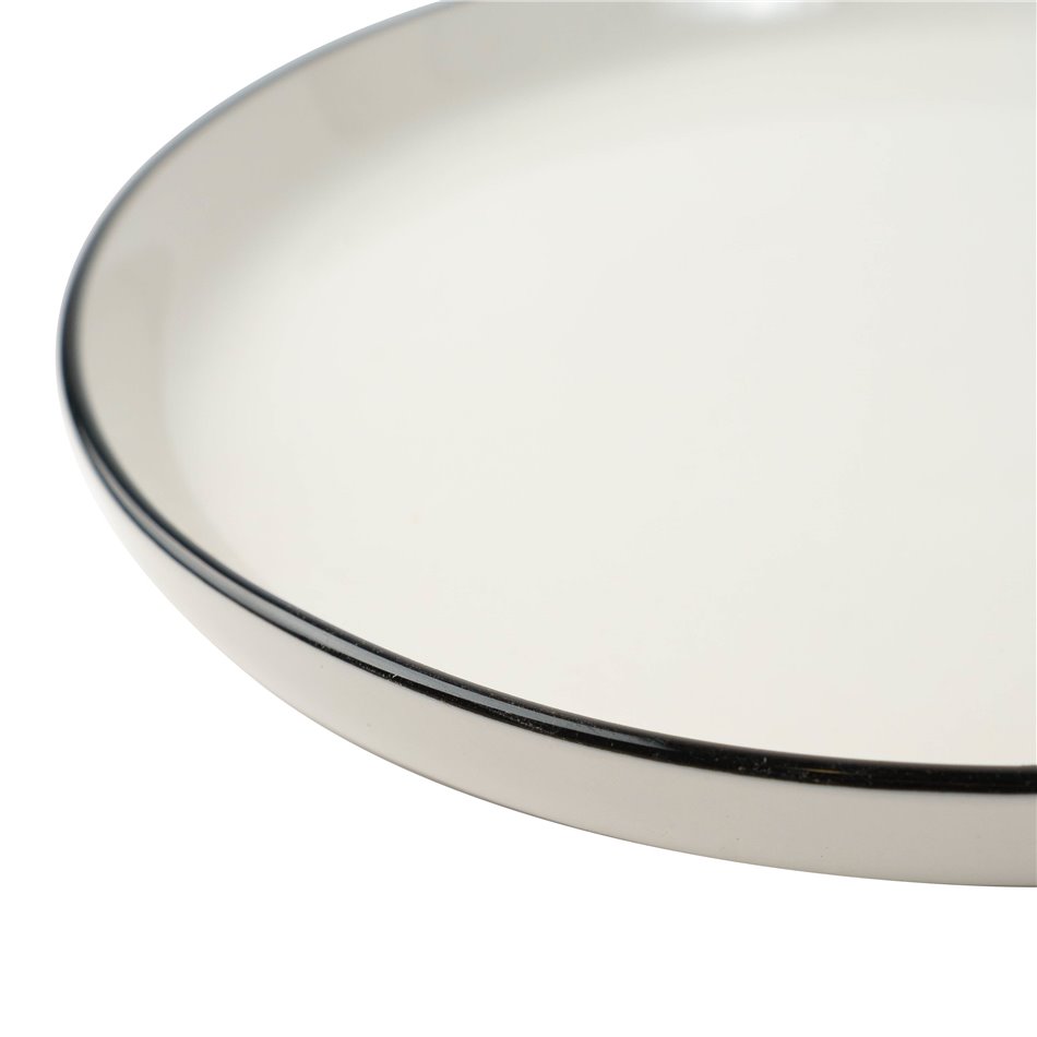 Dessert plate Alix, white with black edge, D20cm, H2.3cm