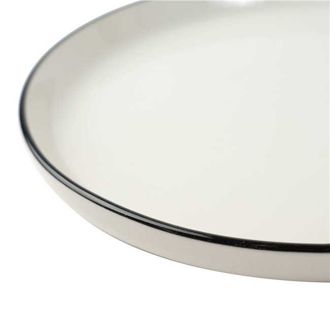 Dessert plate Alix, white with black edge, D20cm, H2.3cm