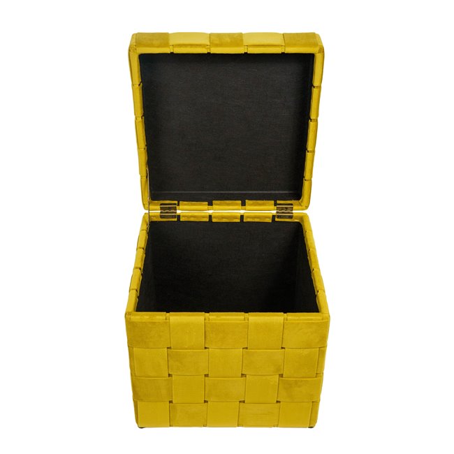 Bench with storage box Montrelle L, gold color, velvet, H44x41x41cm