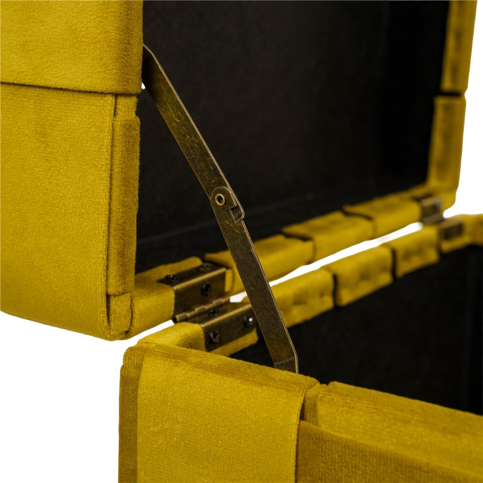 Bench with storage box Montrelle L, gold color, velvet, H44x41x41cm