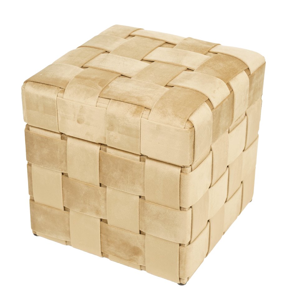 Bench with storage box Montrelle M, taupe, velvet, H38x35x35cm