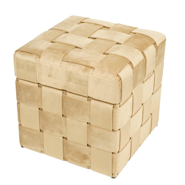 Bench with storage box Montrelle M, taupe, velvet, H38x35x35cm
