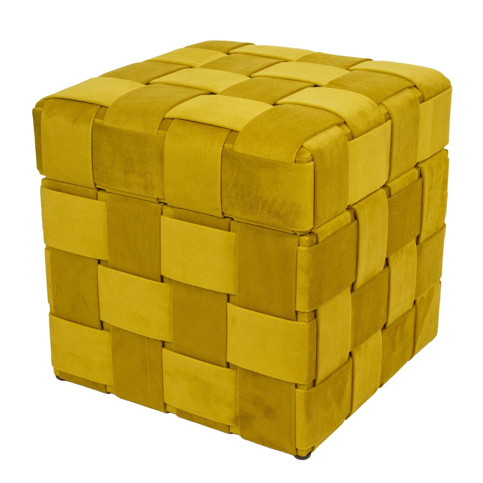 Bench with storage box Montrelle M, gold color, vevet, H38x35x35cm