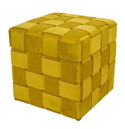 Bench with storage box Montrelle M, gold color, vevet, H38x35x35cm