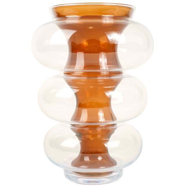 Vase Double Ambre Matali, transparent/amber color, glass, H36cm, D25.5cm