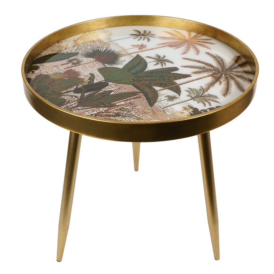 Side table Fronteira L, gold color, D50.3cm H53.5cm