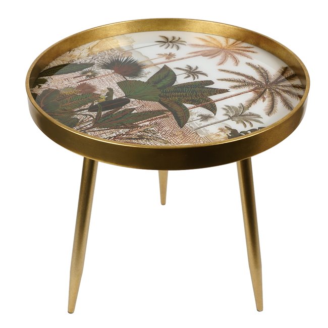 Side table Fronteira L, gold color, D50.3cm H53.5cm