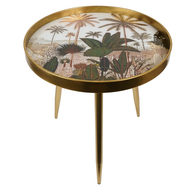 Side table Fronteira L, gold color, D50.3cm H53.5cm