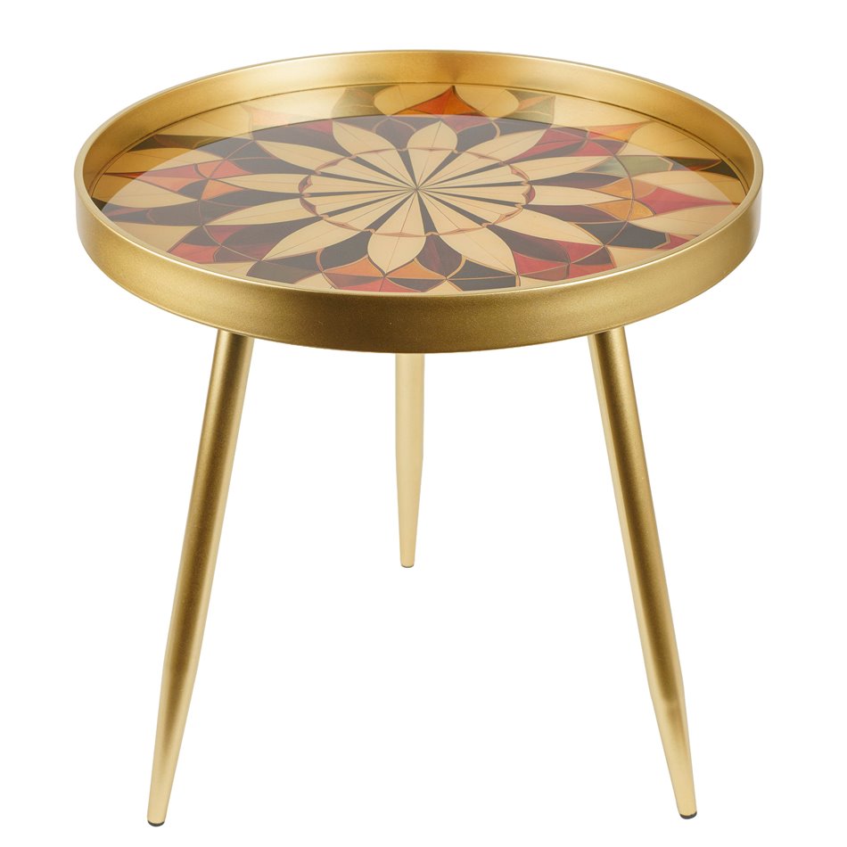 Side table Fussy L, gold color, D50.3cm H53.5cm