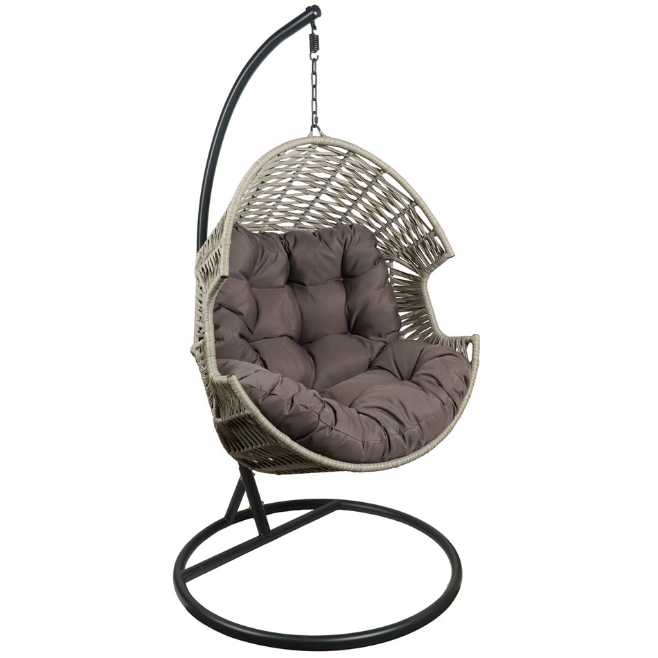 Hanging chair Gammba, grayish beige/dark brown, H126x96x71cm