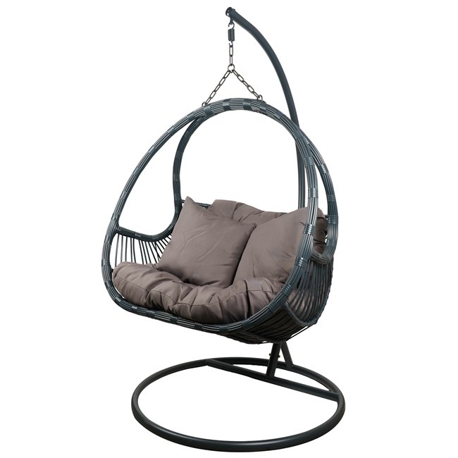 Hanging chair Graneda, dark brown/dark grey, H113x128x75cm