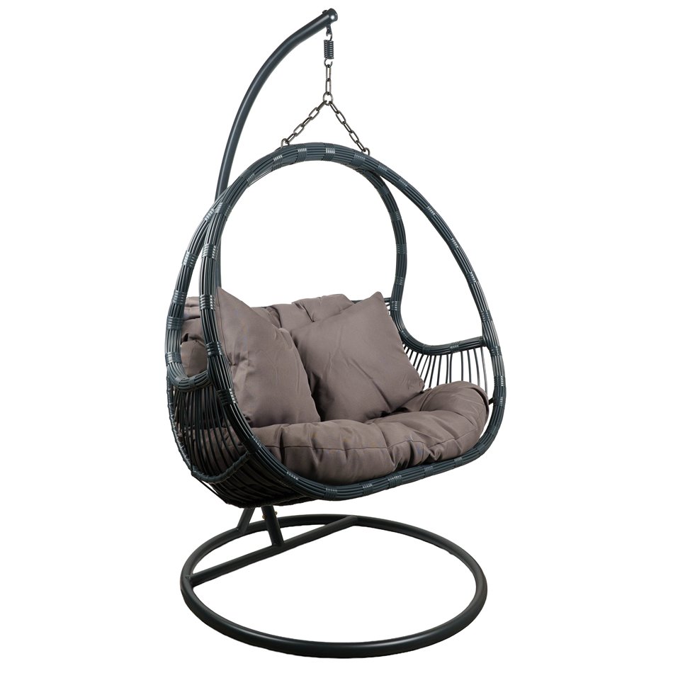 Hanging chair Graneda, dark brown/dark grey, H113x128x75cm